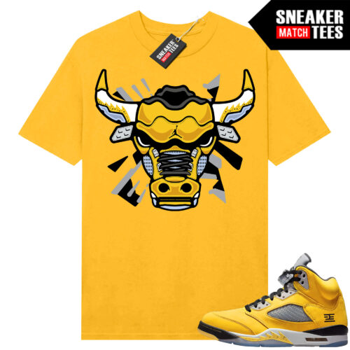 Jordan 5 Tokyo Sneaker Match Tees Yellow Rare Air Bull