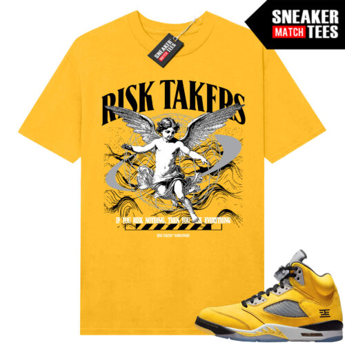 Jordan 5 Tokyo Sneaker Match Tees Yellow Risk Takers Worldwide