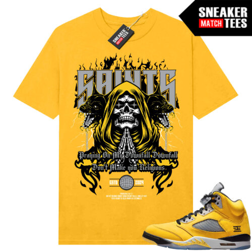 Jordan 5 Tokyo Sneaker Match Tees Yellow Saints