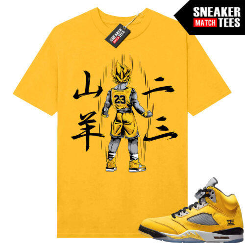 Jordan 5 Tokyo Sneaker Match Tees Yellow Saiyan 23