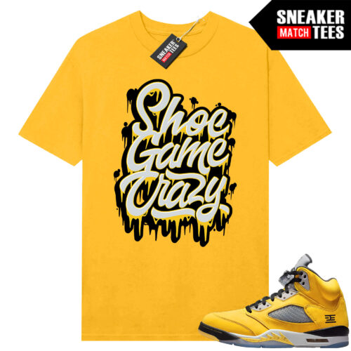 Jordan 5 Tokyo Sneaker Match Tees Yellow Shoe Game Crazy V2