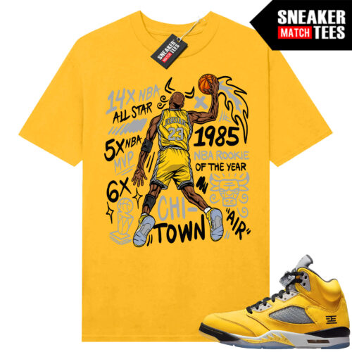 Jordan 5 Tokyo Sneaker Match Tees Yellow Slam Dunk