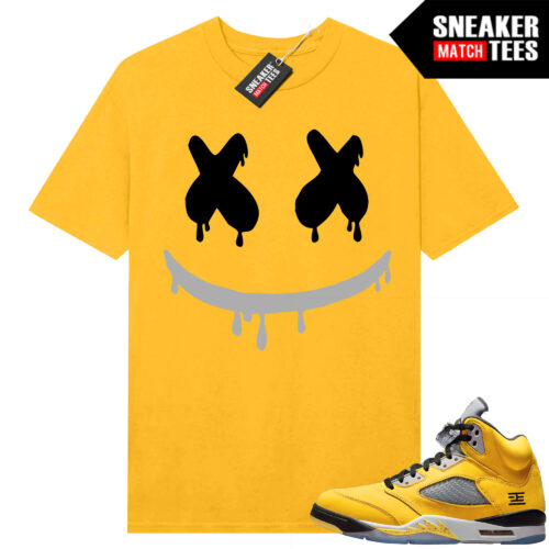 Jordan 5 Tokyo Sneaker Match Tees Yellow Smiley Drip