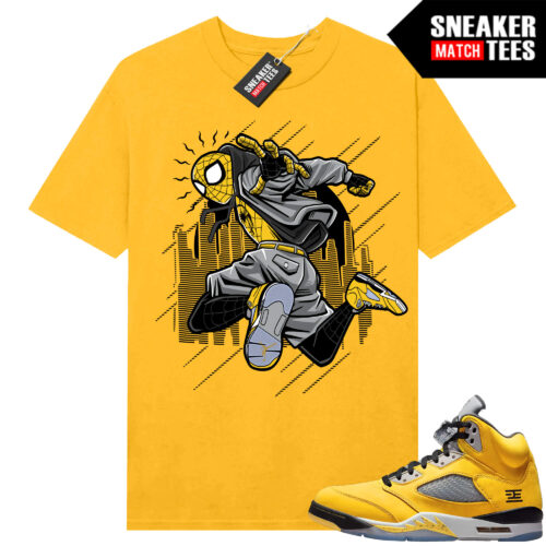 Jordan 5 Tokyo Sneaker Match Tees Yellow Spidey Kicks