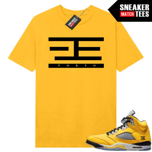 Jordan 5 Tokyo Sneaker Match Tees Yellow T23 Logo