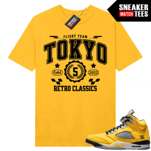 Jordan 5 Tokyo Sneaker Match Tees Yellow Tokyo Flight Team