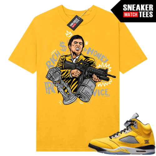 Jordan 5 Tokyo Sneaker Match Tees Yellow Tony Montana