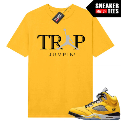 Jordan 5 Tokyo Sneaker Match Tees Yellow Trap Jumpin
