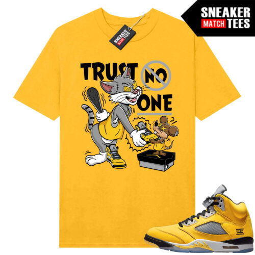 Jordan 5 Tokyo Sneaker Match Tees Yellow Trust No One Cartoon