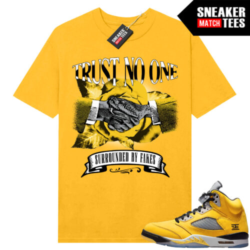 Jordan 5 Tokyo Sneaker Match Tees Yellow Trust No one Snakes