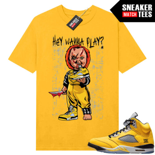 Jordan 5 Tokyo Sneaker Match Tees Yellow Wanna Play