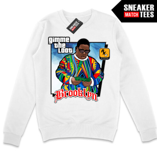GTA Brooklyn Give me the Loot White Crewneck Sweatshirt