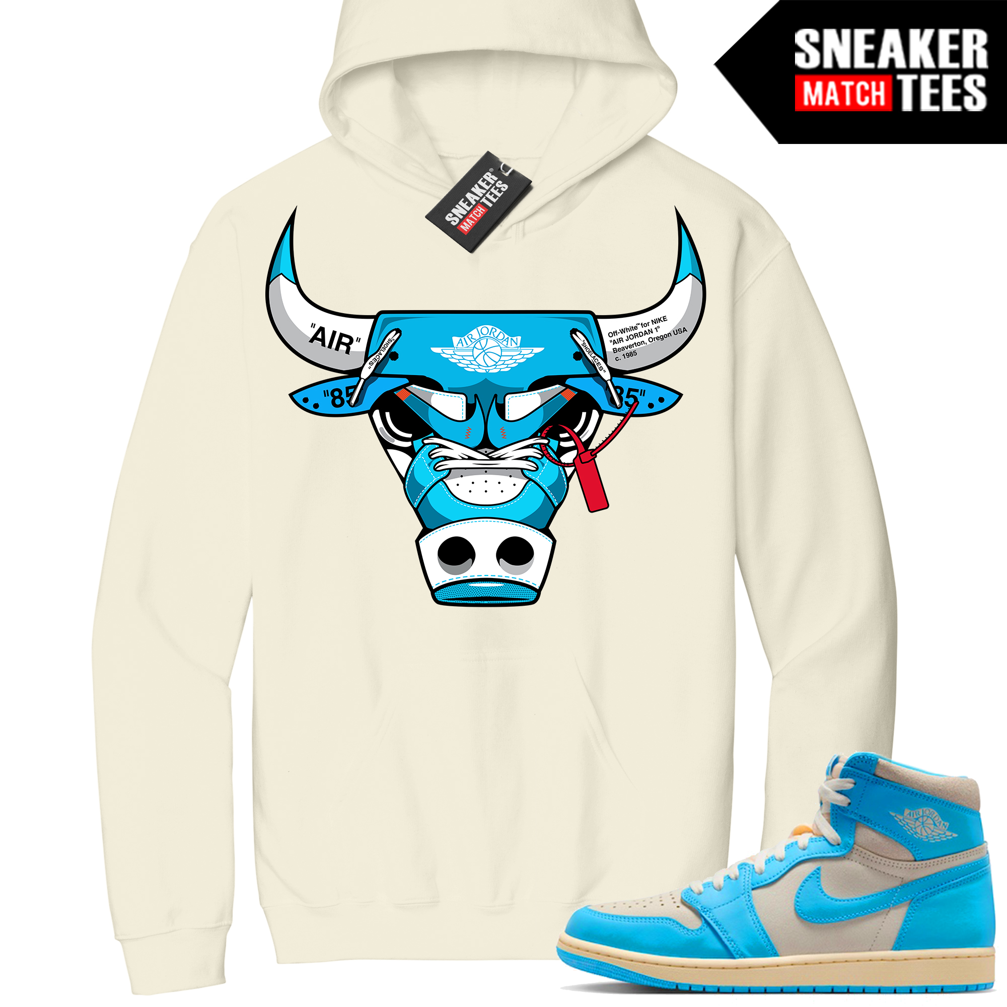 Jordan 1 UNC reimagined Sneaker Match Hoodie Sail Retro Bull