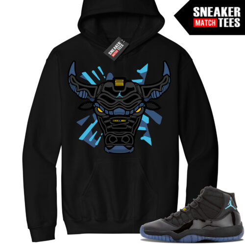 Jordan 11 Gamma Sneaker Match Hoodie Black Retro Bull