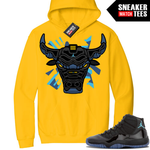 Jordan 11 Gamma Sneaker Match Hoodie Yellow Retro Bull