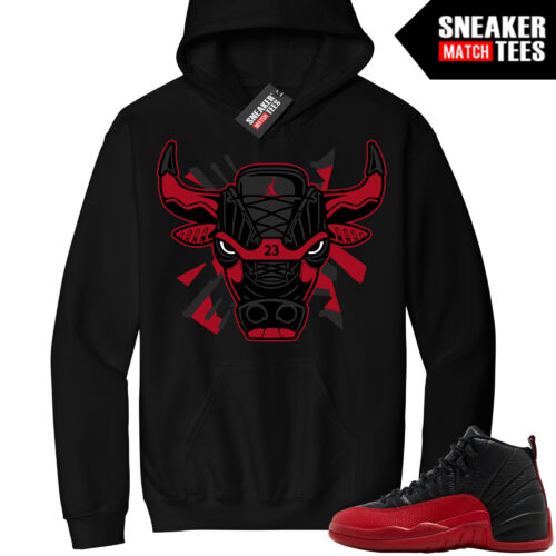 Jordan 12 Flu Game Sneaker Match Hoodie Black Retro Bull