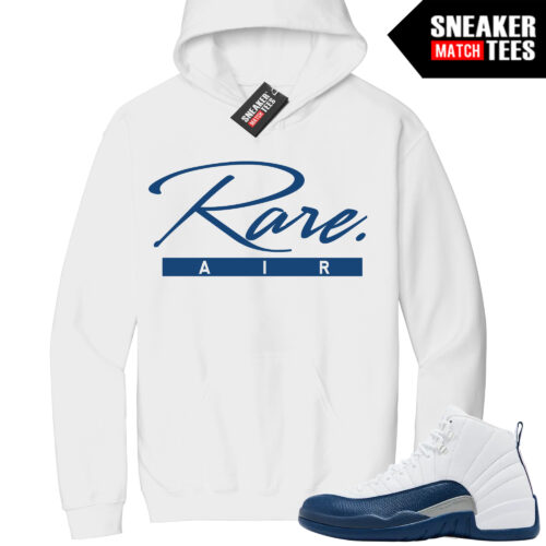 Jordan 12 French Blue Sneaker Match Hoodie White Rare Air Script