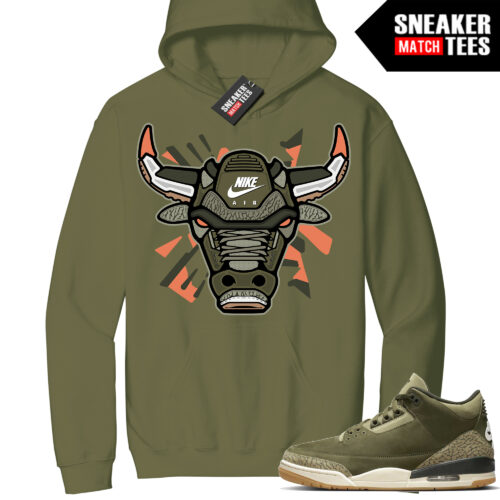 Jordan 3 Family Affair Sneaker Match Hoodie Olive Retro Bull