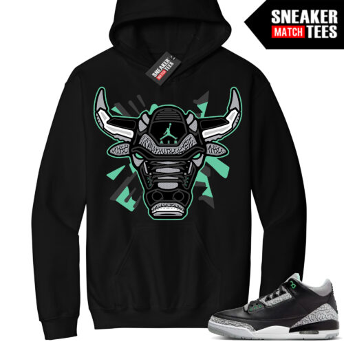Jordan 3 Green Glow Sneaker Match Hoodie Black Retro Bull