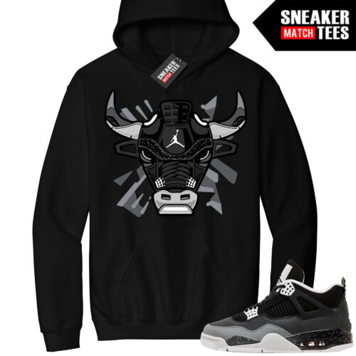 Jordan 4 Fear Sneaker Match Hoodie Black Retro Bull