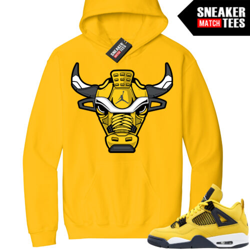 Jordan 4 Lightning Sneaker Match Hoodie Yellow Retro Bull