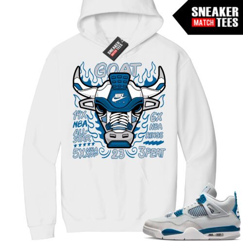 Jordan 4 Military Blue Sneaker Match Hoodie White Retro Bull