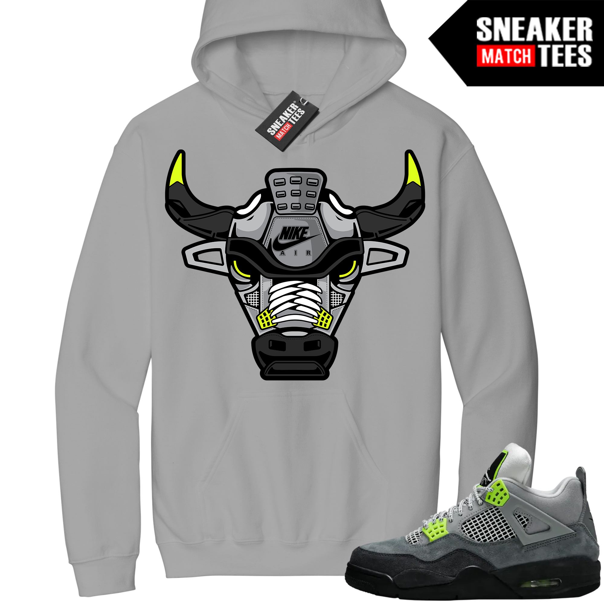 Jordan 4 Neon Air Max Sneaker Match Hoodie Cement Grey Retro Bull