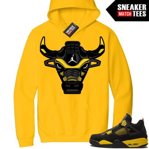Jordan 4 Thunder Sneaker Match Hoodie Yellow Retro Bull