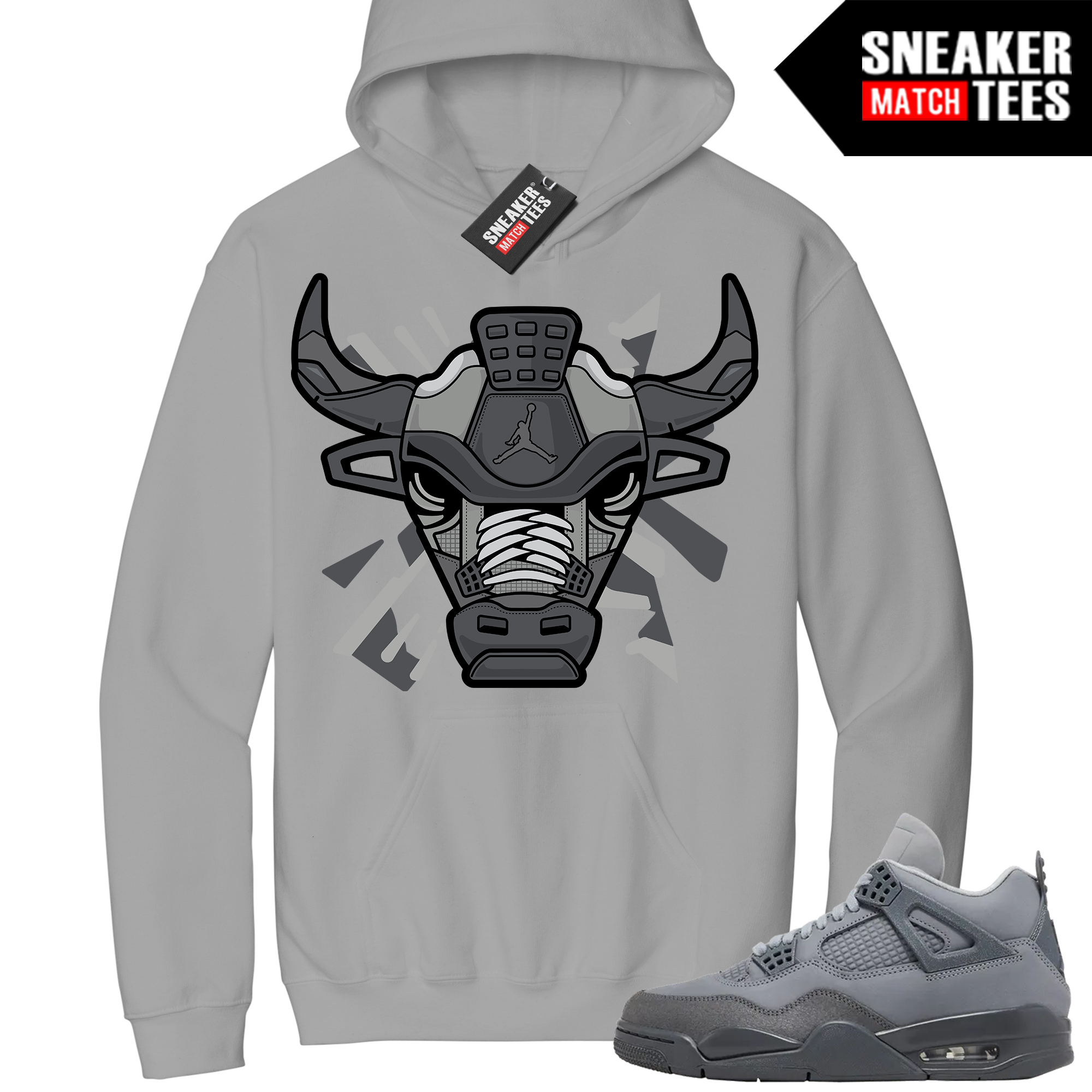 Jordan 4 Wet Cement Sneaker Match Hoodie Cement Grey Retro Bull