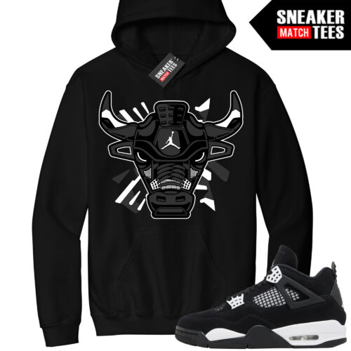 Jordan 4 White Thunder Sneaker Match Hoodie Black Retro Bull