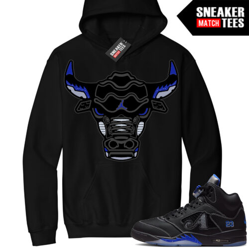 Jordan 5 Awake Sneaker Match Hoodie Black Retro Bull