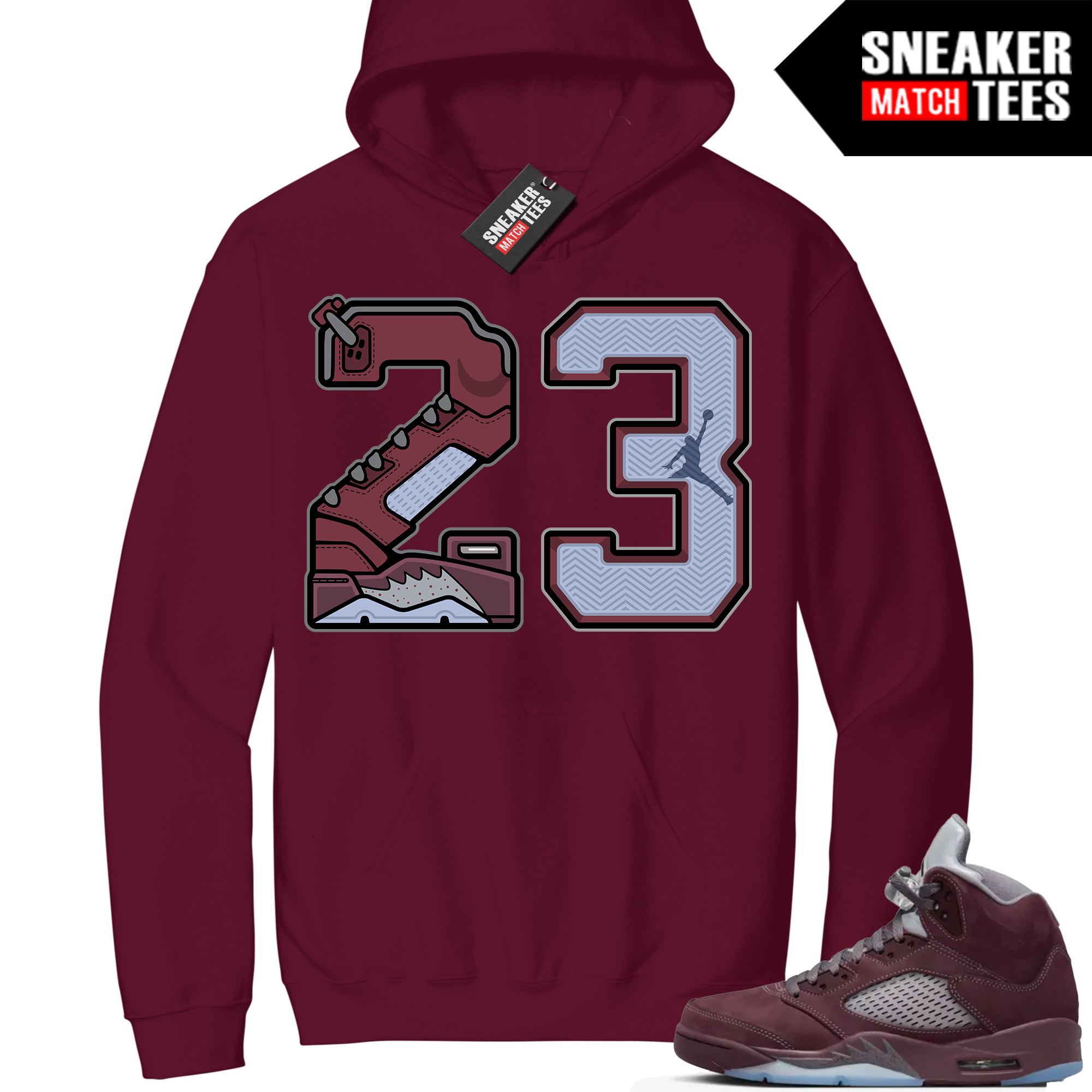 Jordan 5 Burgundy Sneaker Match Hoodie Maroon Retro 23