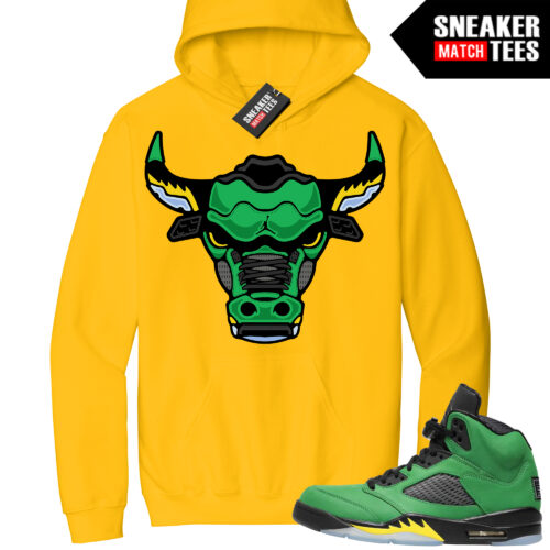 Jordan 5 Oregon Sneaker Match Hoodie Yellow Retro Bull
