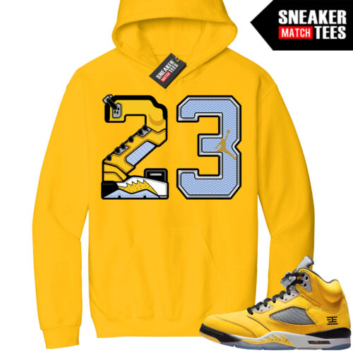 Jordan 5 Tokyo Sneaker Match Hoodie Yellow 23