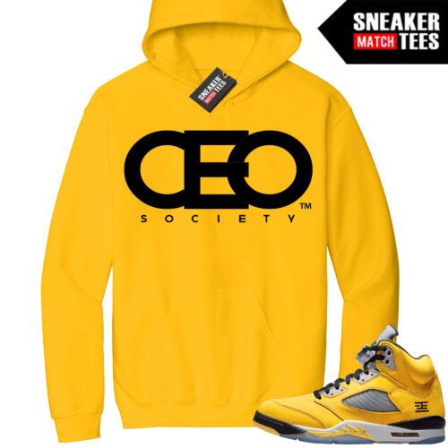 Jordan 5 Tokyo Sneaker Match Hoodie Yellow CEO Society