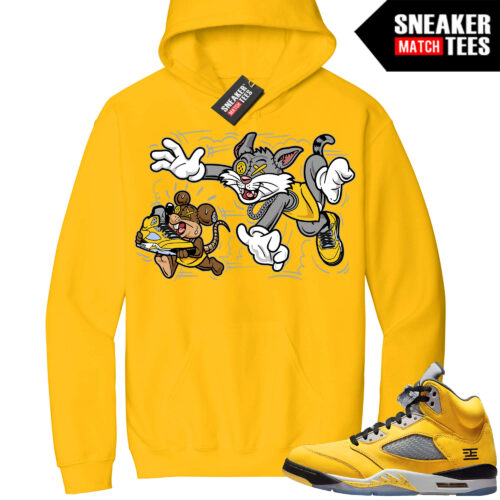 Jordan 5 Tokyo Sneaker Match Hoodie Yellow Finessed
