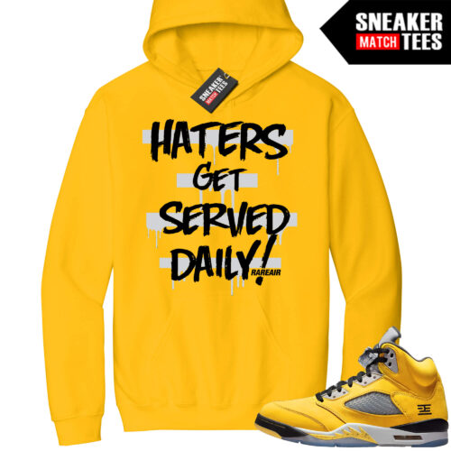 Jordan 5 Tokyo Sneaker Match Hoodie Yellow Haters Get Served Daily