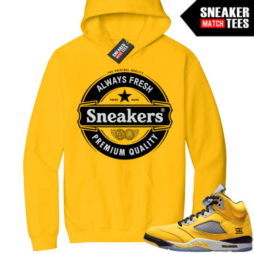 Jordan 5 Tokyo Sneaker Match Hoodie Yellow Sneakers v2