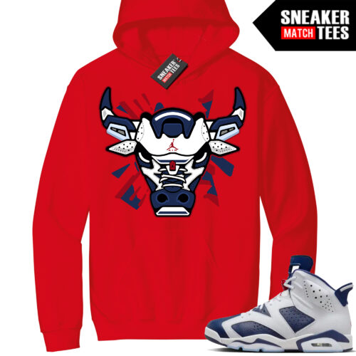 Jordan 6 Olympic Sneaker Match Hoodie Red Retro Bull