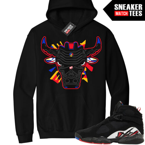 Jordan 8 Playoffs Sneaker Match Hoodie Black Retro Bull