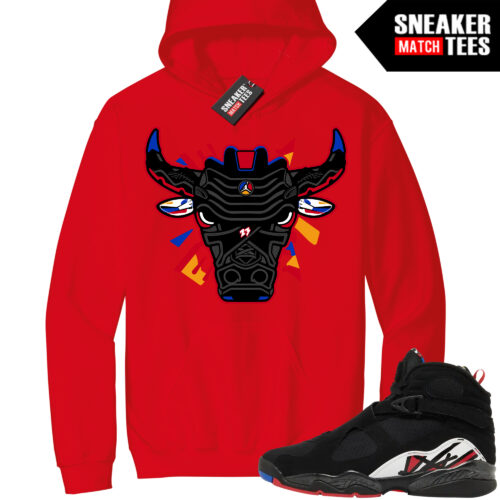 Jordan 8 Playoffs Sneaker Match Hoodie Red Retro Bull