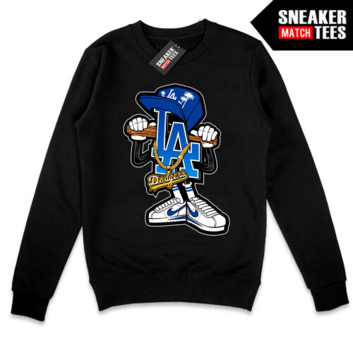 LA Baseball Toon Black Crewneck Sweatshirt