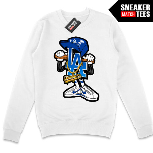 LA Baseball Toon White Crewneck Sweatshirt