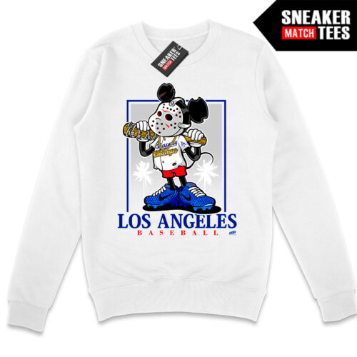 LA Mickey Jason Mask White Crewneck Sweatshirt