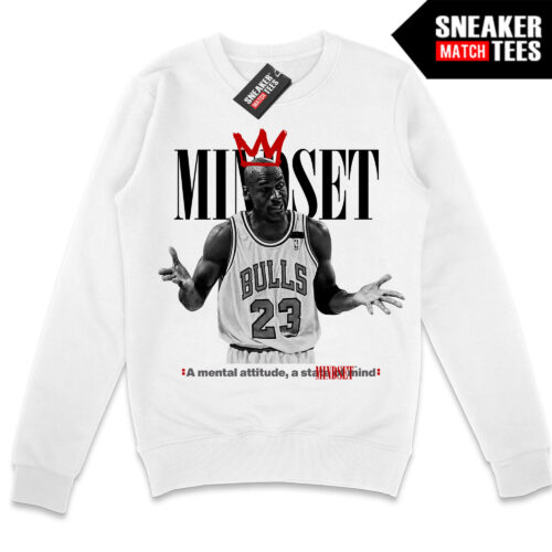 MJ Mindset Shrug White Crewneck Sweatshirt