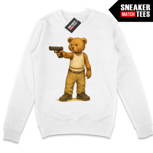 Menace to Society Bear White Crewneck Sweatshirt