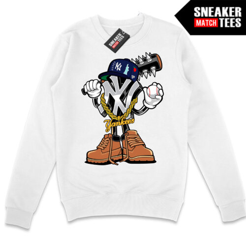 NY Baseball Toon White Crewneck Sweatshirt