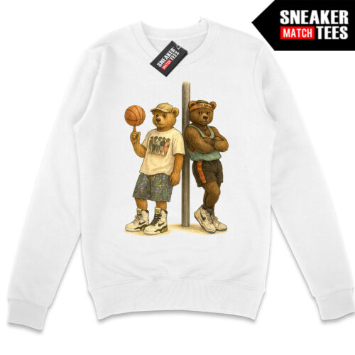 White Man Can't Jump Bears White Crewneck Sweatshirt