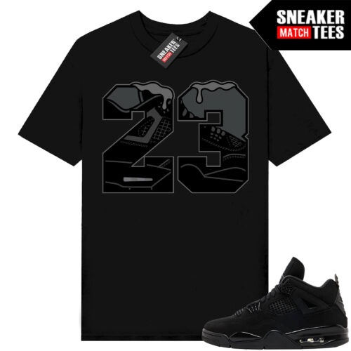 Black Cat 4s Jordan Match Tees Black Shirt 23 Drip