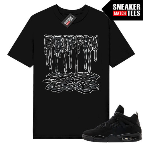 Black Cat 4s Jordan Match Tees Black Shirt 23 Drippin